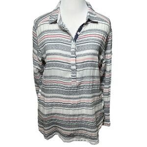 Columbia 'Brooks Lake'‎ White Multicolor Striped Long Roll Up Sleeve Tunic M